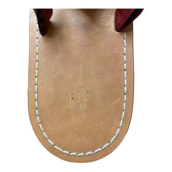 New Gap Red Leather T-Strap Sandals Size 10 Y2K Classic Bohemian Minimalist - Picture 5 of 7